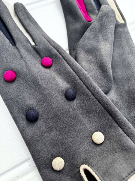 Button Gloves - Grey